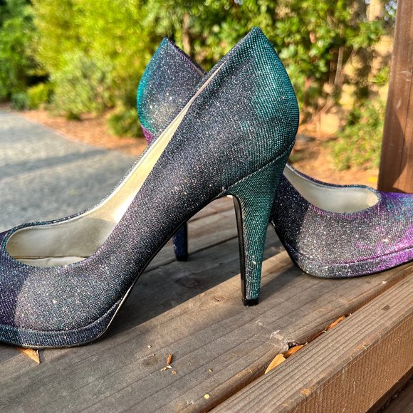 Nine West Chameleon Heels , Sparkle Heels Holiday Party Shoes, New Years  Heels - Picture 3 of 6